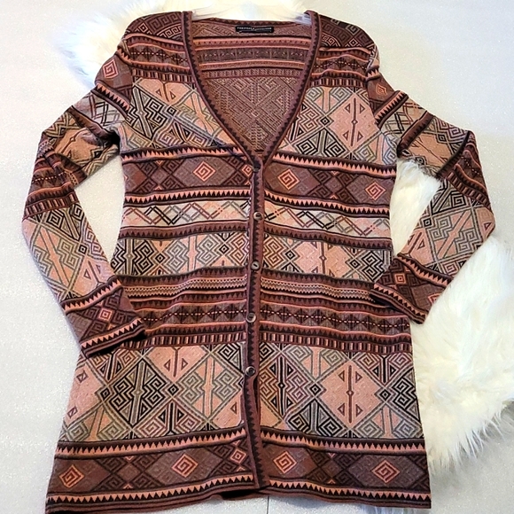Peruvian Connection Sweaters - PERUVIAN CONNECTION SWEATER CARDIGAN SIZE: L